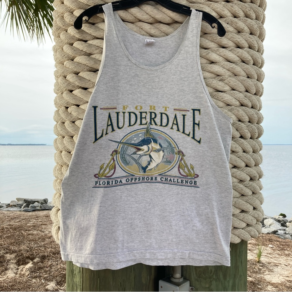 Vintage 90s Fort Lauderdale Florida Offshore Aquatic Single Stitch FOTL Tank Top - Picture 2 of 6